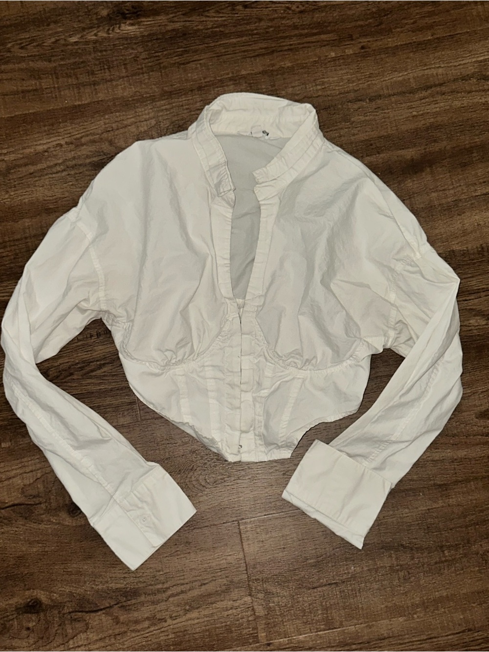 Steve Madden White Cropped Button-Down Shirt
